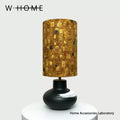 Hand-Painted Black Pottery Fabric Table Lamp