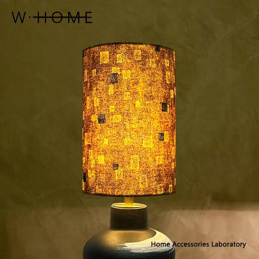 Hand-Painted Black Pottery Fabric Table Lamp