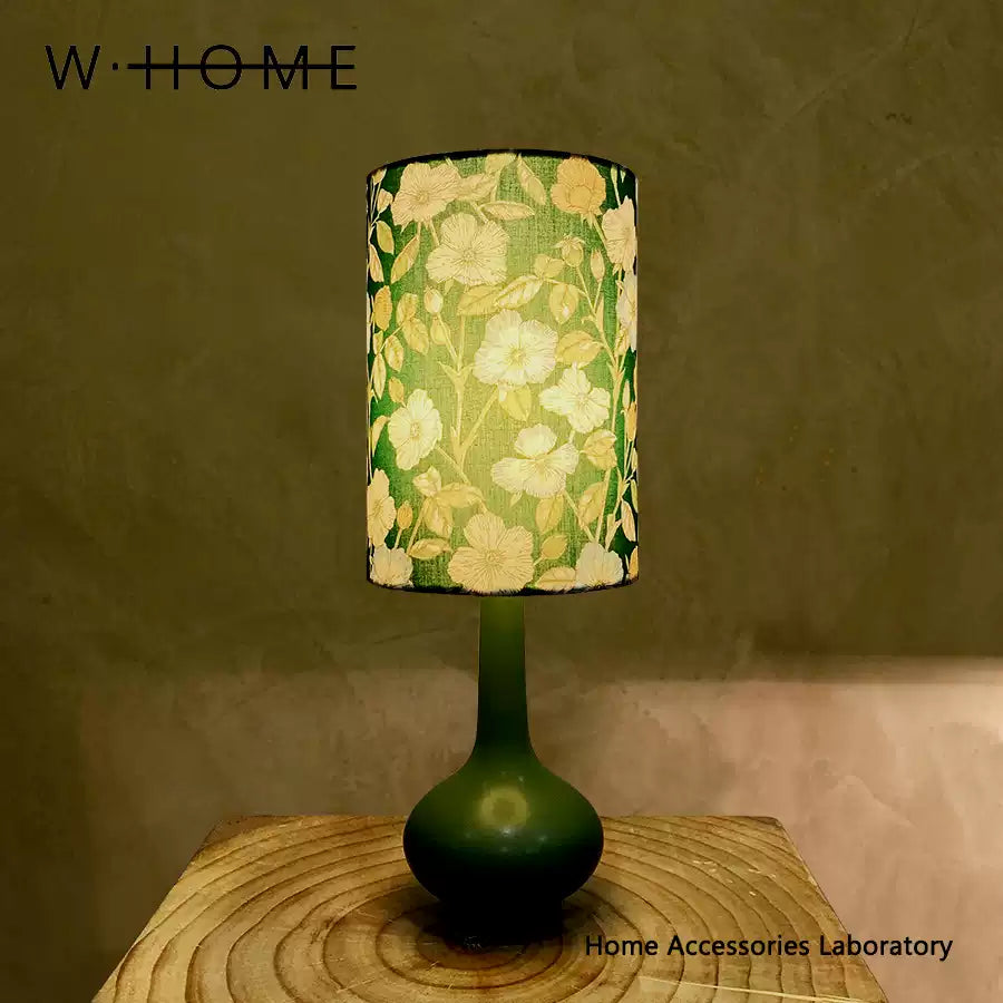 Small Round Green Fabric Table Lamp