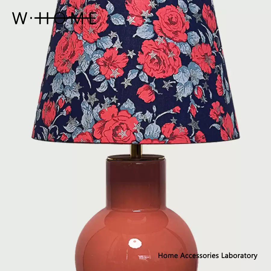 Orange Red Spherical Rose Fabric Table Lamp