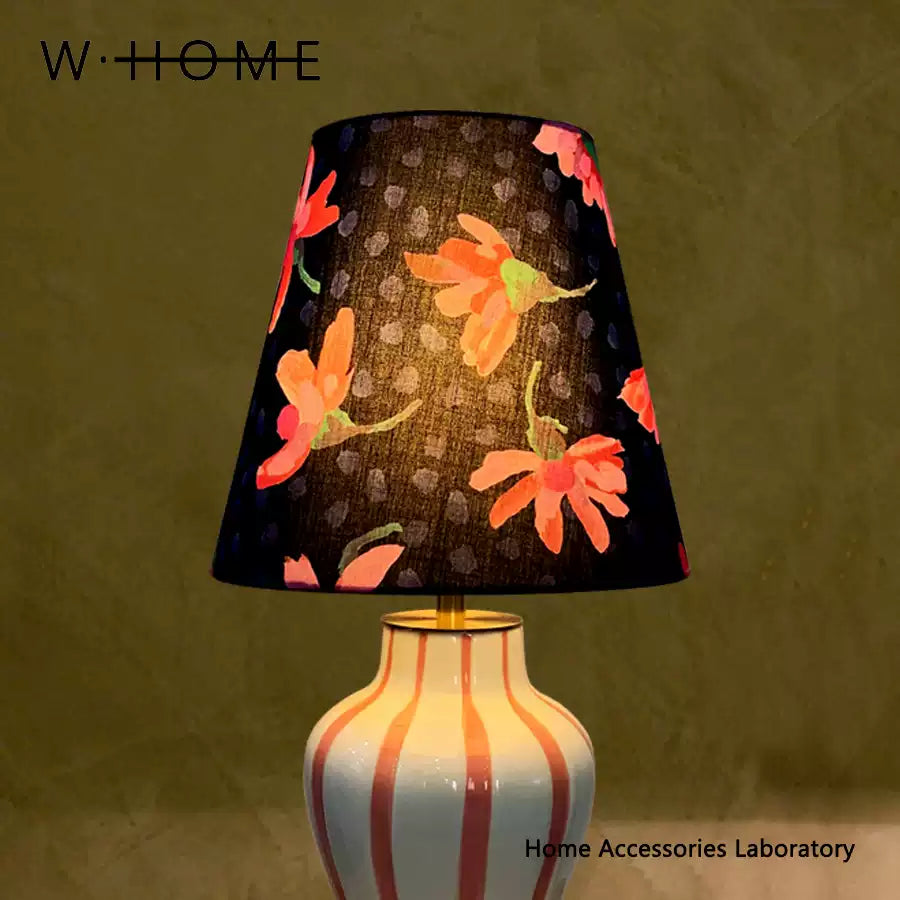 Pink Striped Fabric Table Lamp