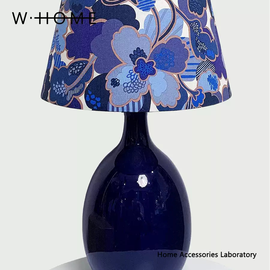 Glaze Blue Fabric Shade Table Lamp