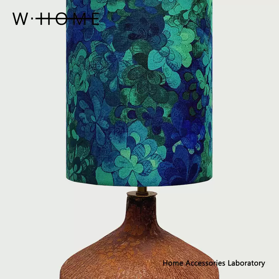 Round Base Blue Fabric Table Lamp