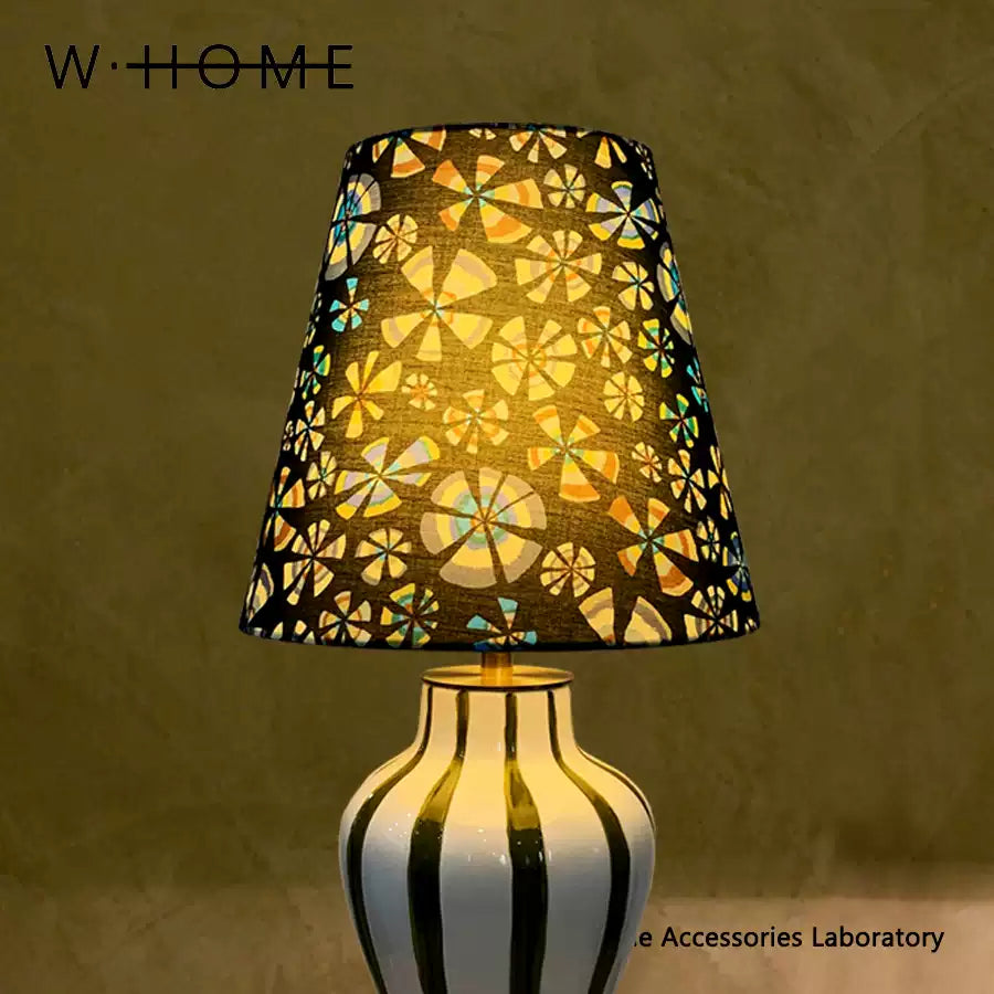 Green Striped Fabric Table Lamp