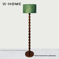 Vintage French Floor Lamp with Solid Wood Base & Fabric Shade