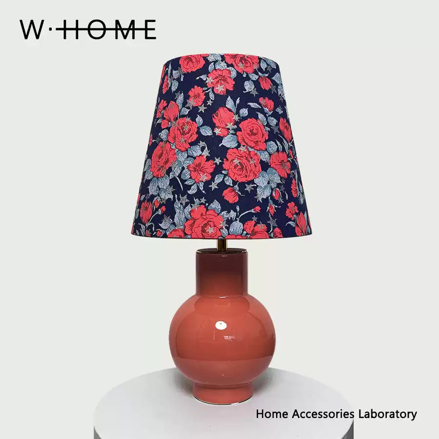 Orange Red Spherical Rose Fabric Table Lamp