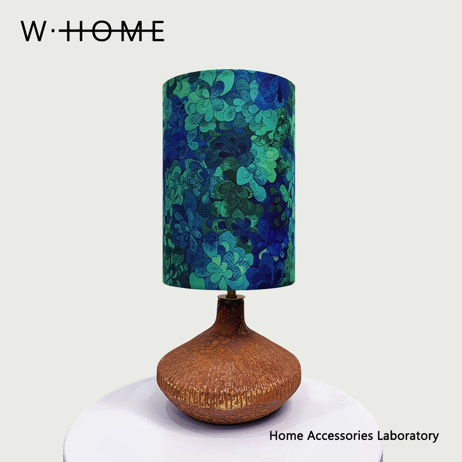 Round Base Blue Fabric Table Lamp