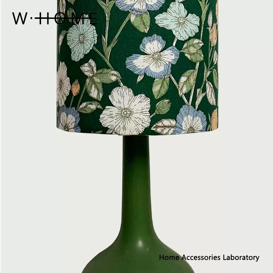 Small Round Green Fabric Table Lamp