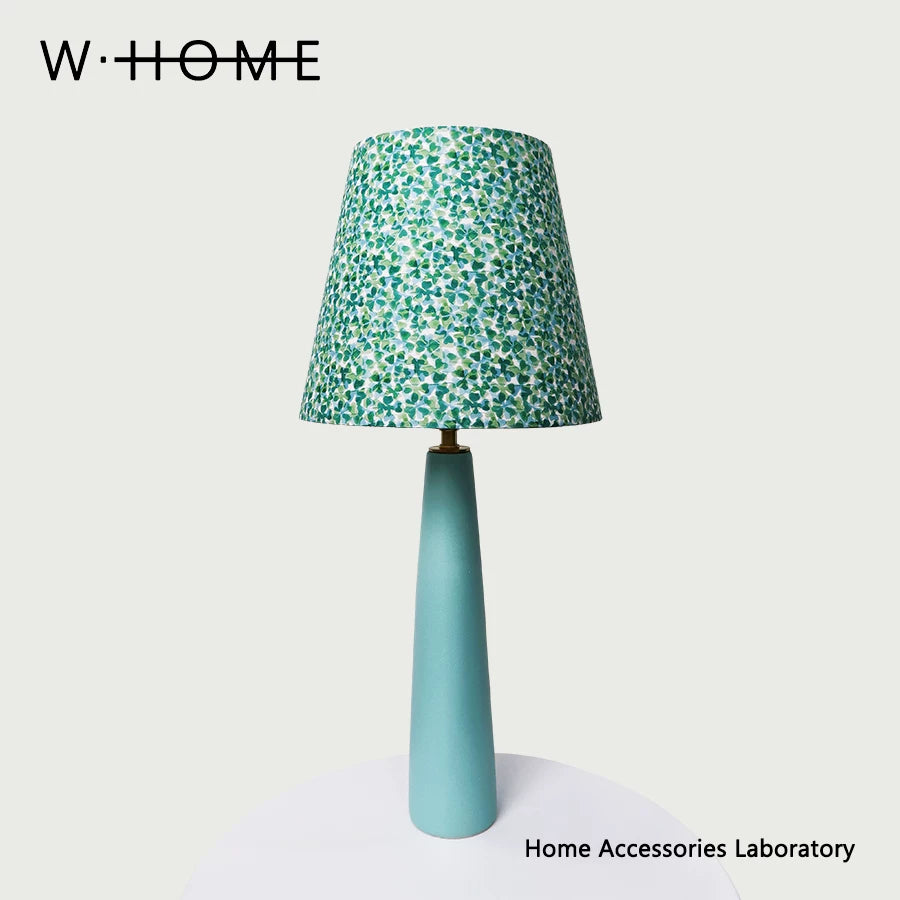 Cylindrical Base Teal Fabric Table Lamp