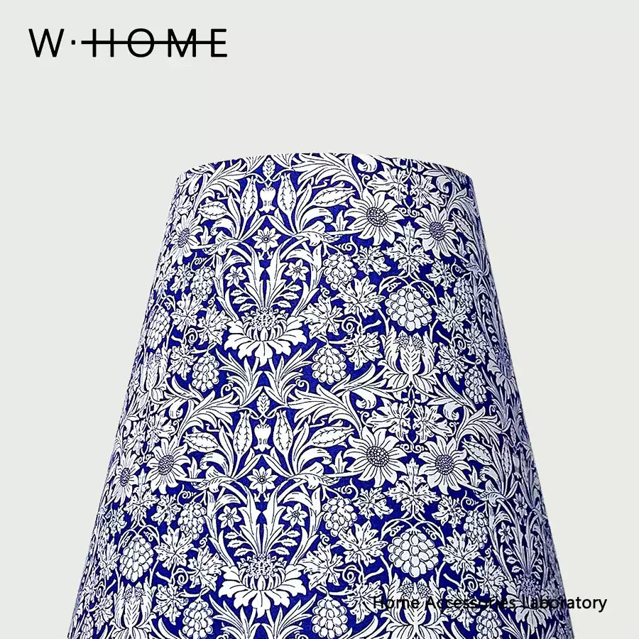 Blue and White Floral Fabric Table Lamp