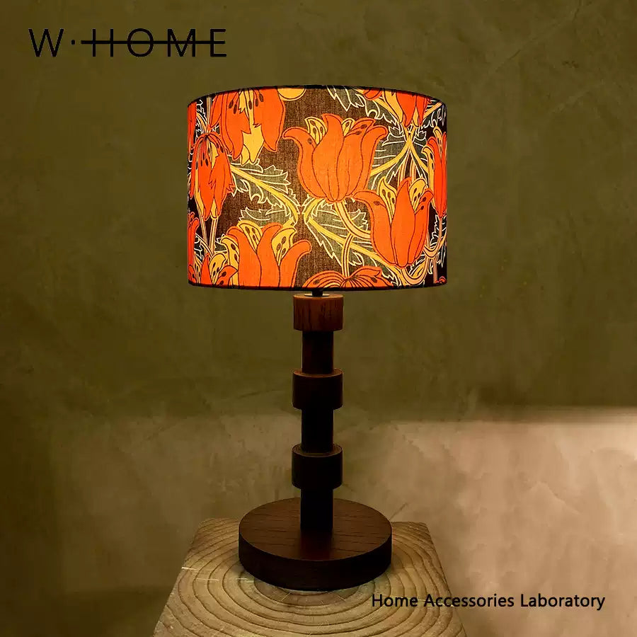 Vintage Wood & Fabric Table Lamp
