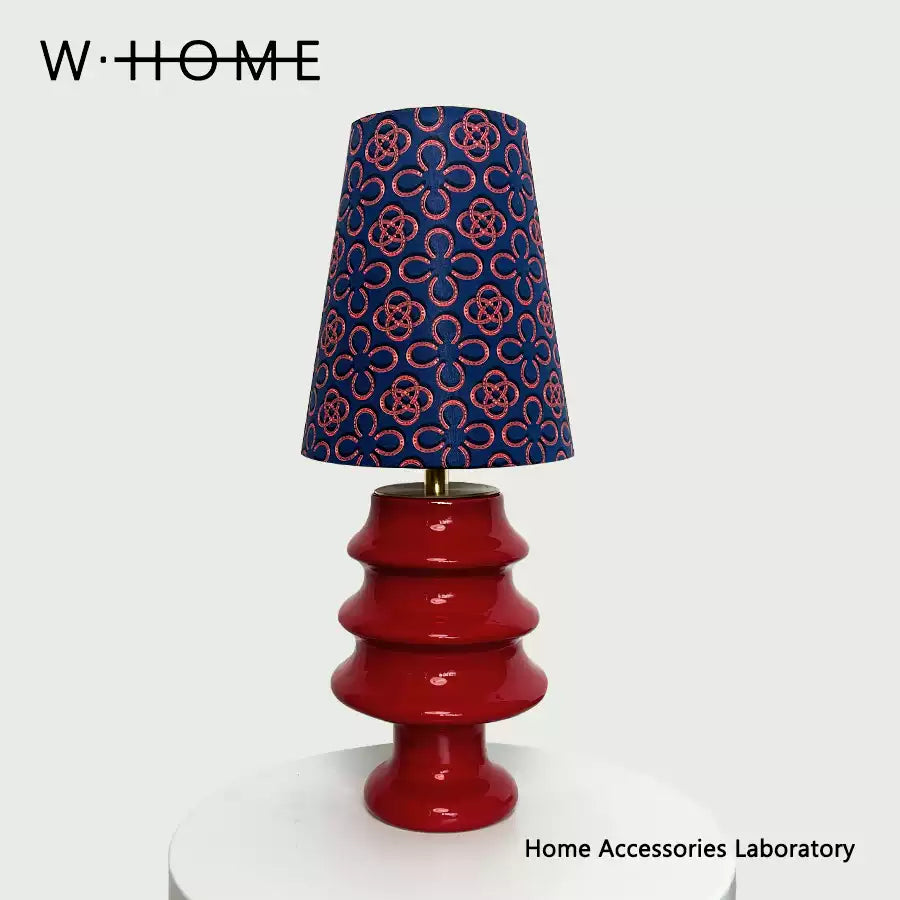 Red Christmas Tree Fabric Shade Table Lamp