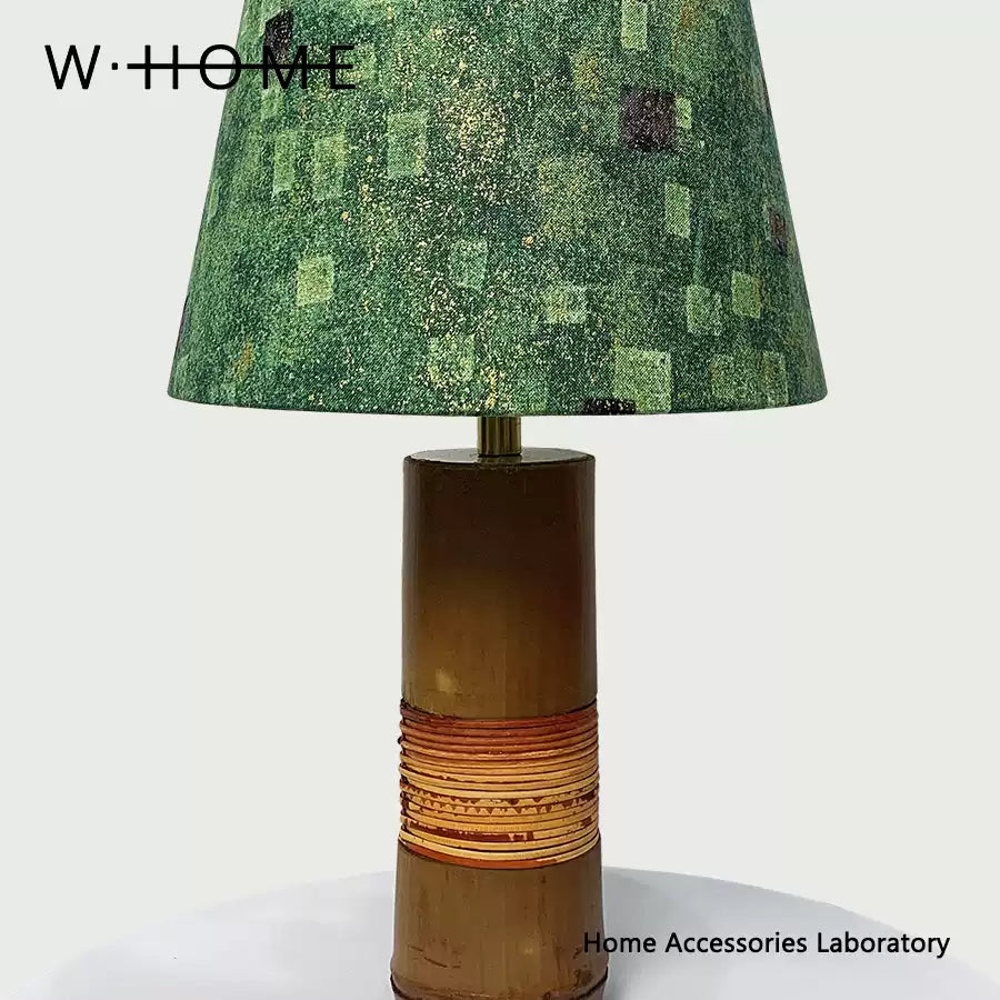 Natural Rattan Fabric Shade Table Lamp