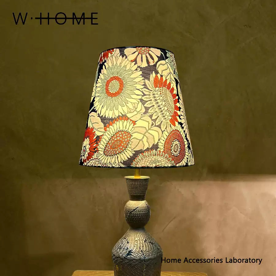 Silver Column Fabric Table Lamp