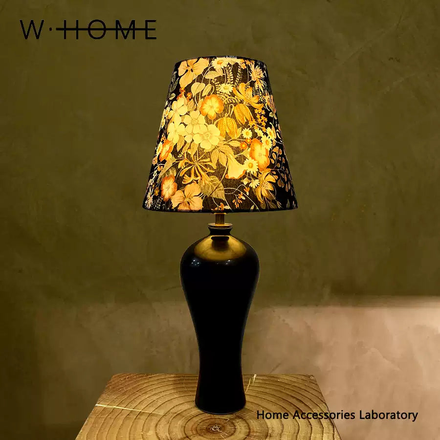 Black Plum Fabric Table Lamp
