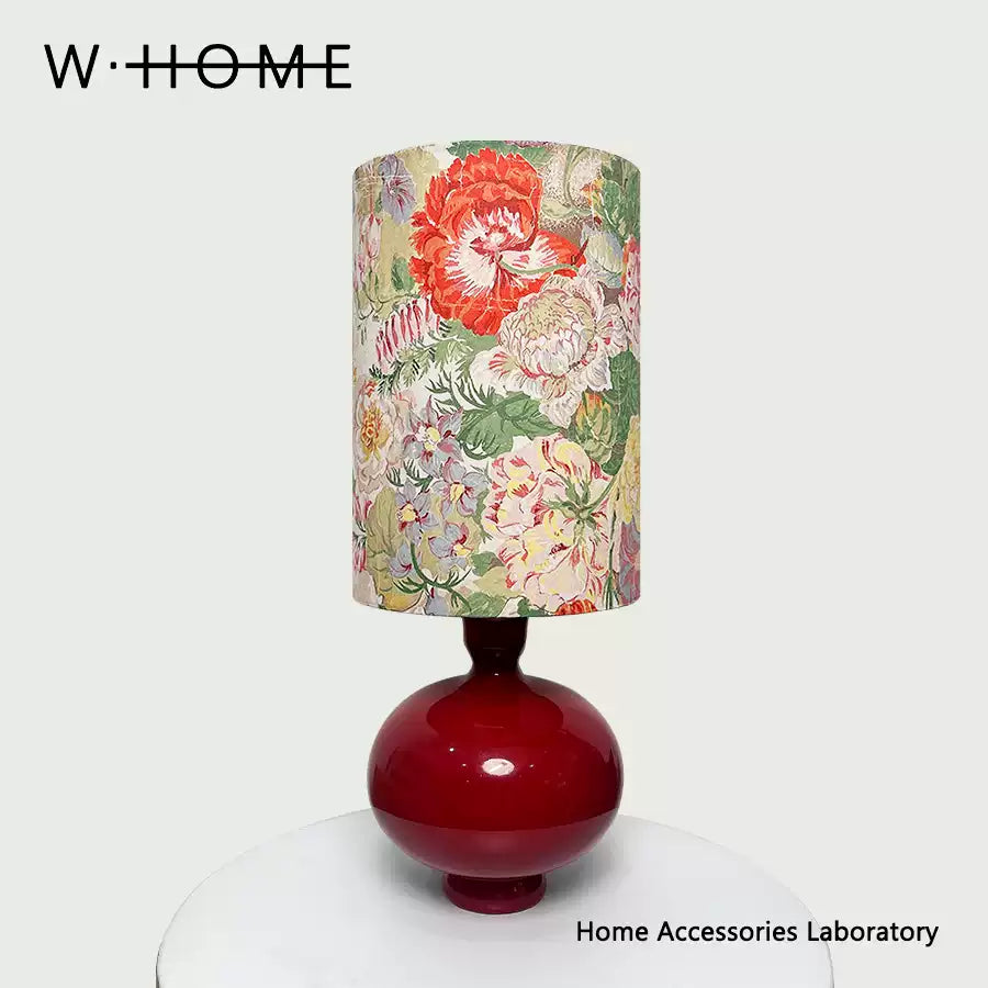 Red Round Ball Fabric Table Lamp