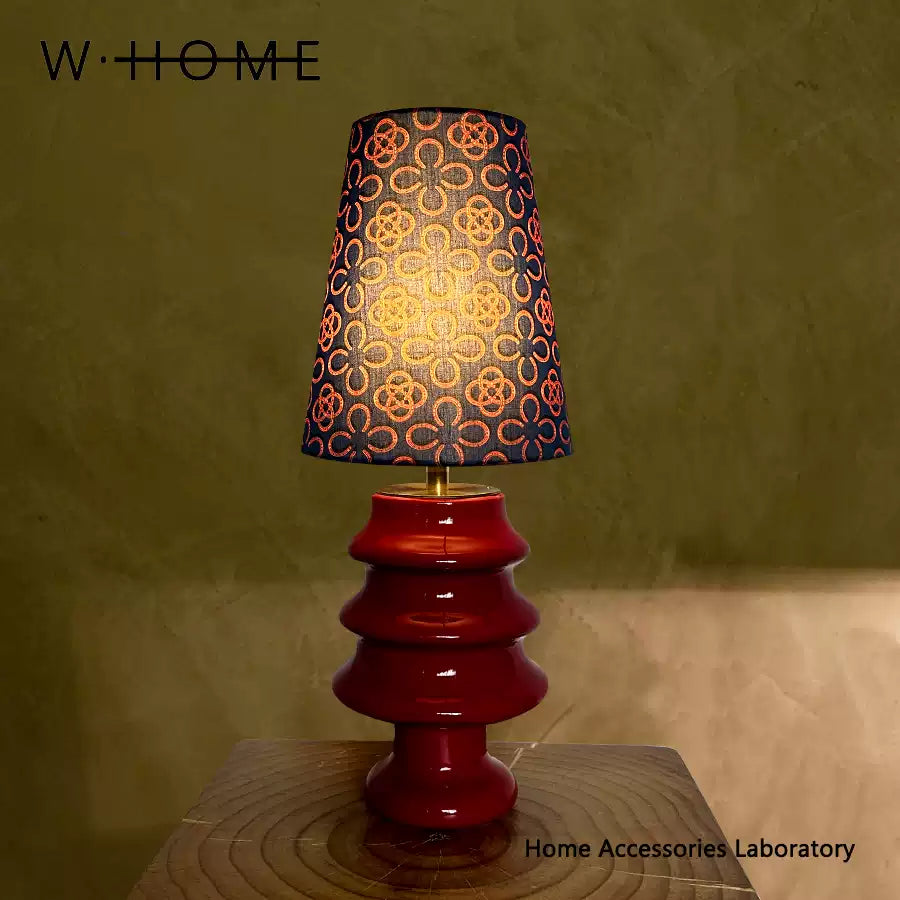 Red Christmas Tree Fabric Shade Table Lamp
