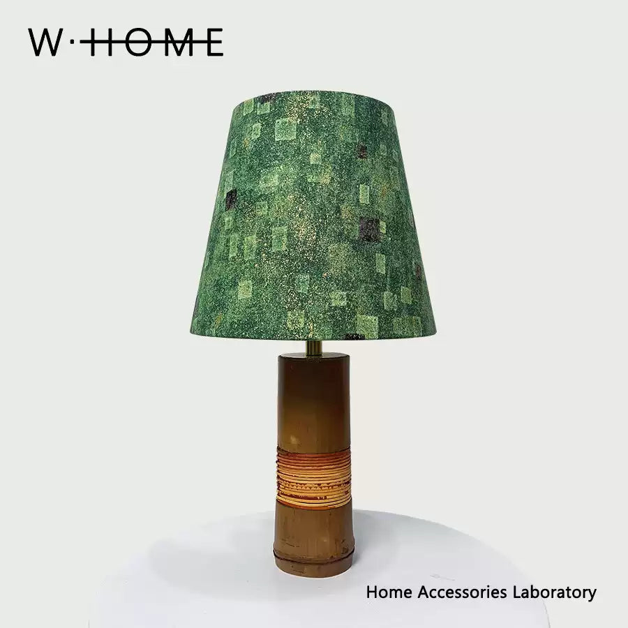 Natural Rattan Fabric Shade Table Lamp