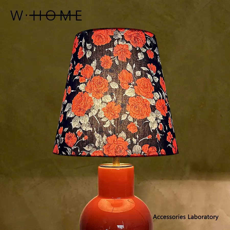 Orange Red Spherical Rose Fabric Table Lamp
