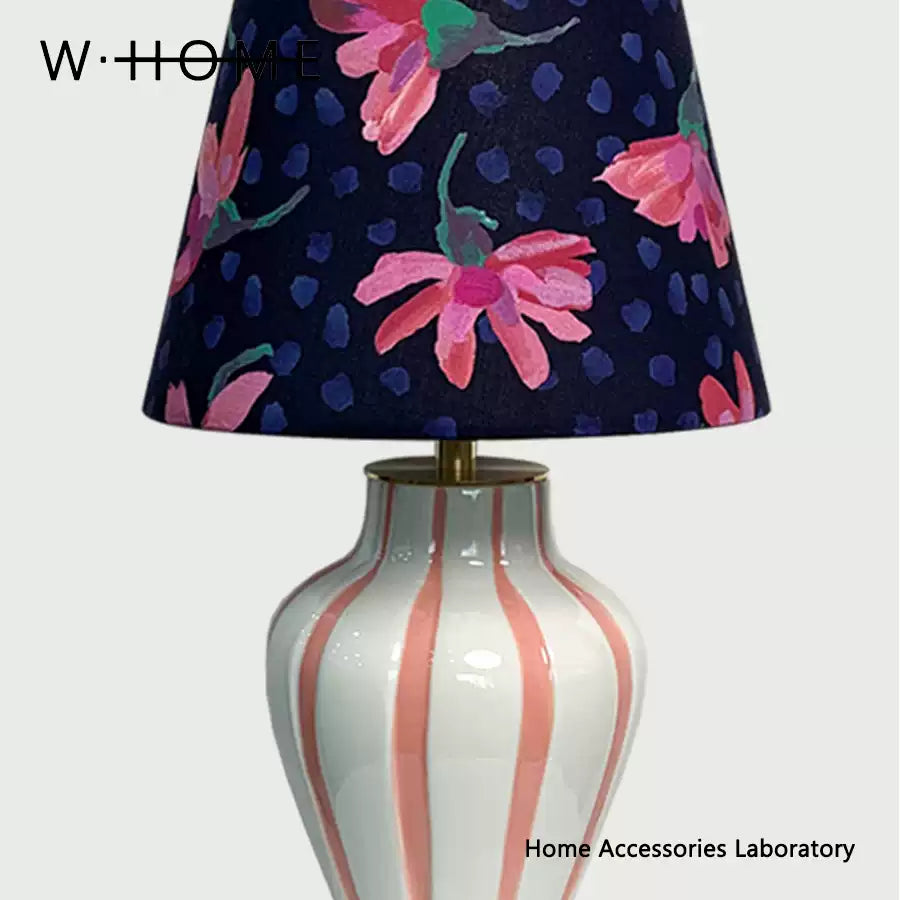 Pink Striped Fabric Table Lamp