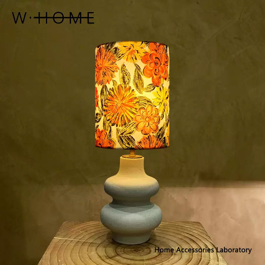 Two-Circle Floral Fabric Table Lamp
