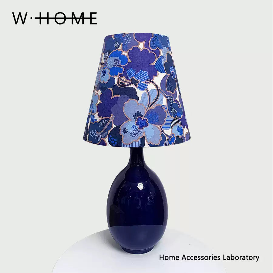 Glaze Blue Fabric Shade Table Lamp