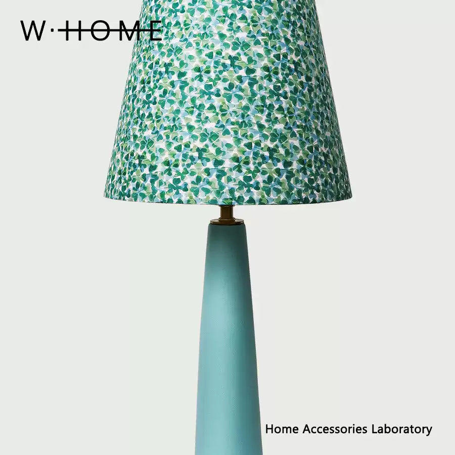 Cylindrical Base Teal Fabric Table Lamp