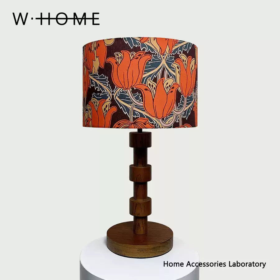 Vintage Wood & Fabric Table Lamp