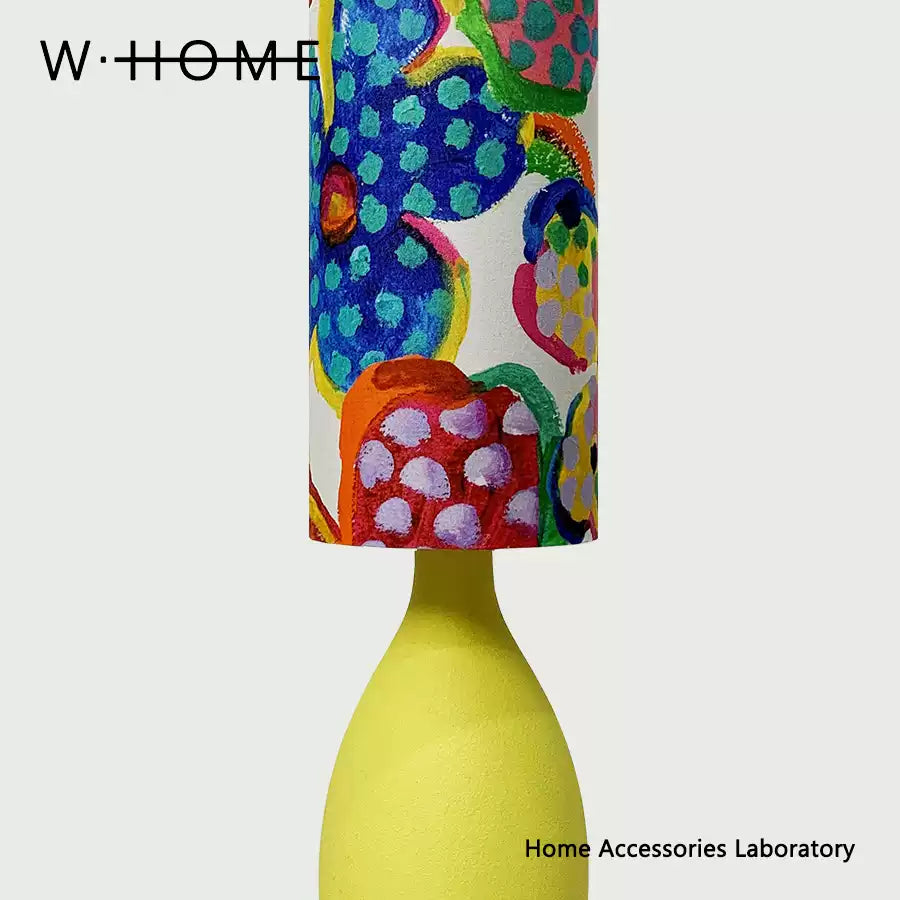 Round Yellow Fabric Shade Table Lamp