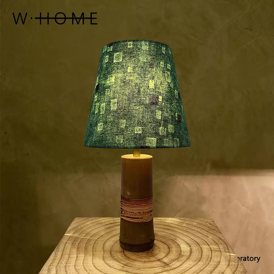 Natural Rattan Fabric Shade Table Lamp