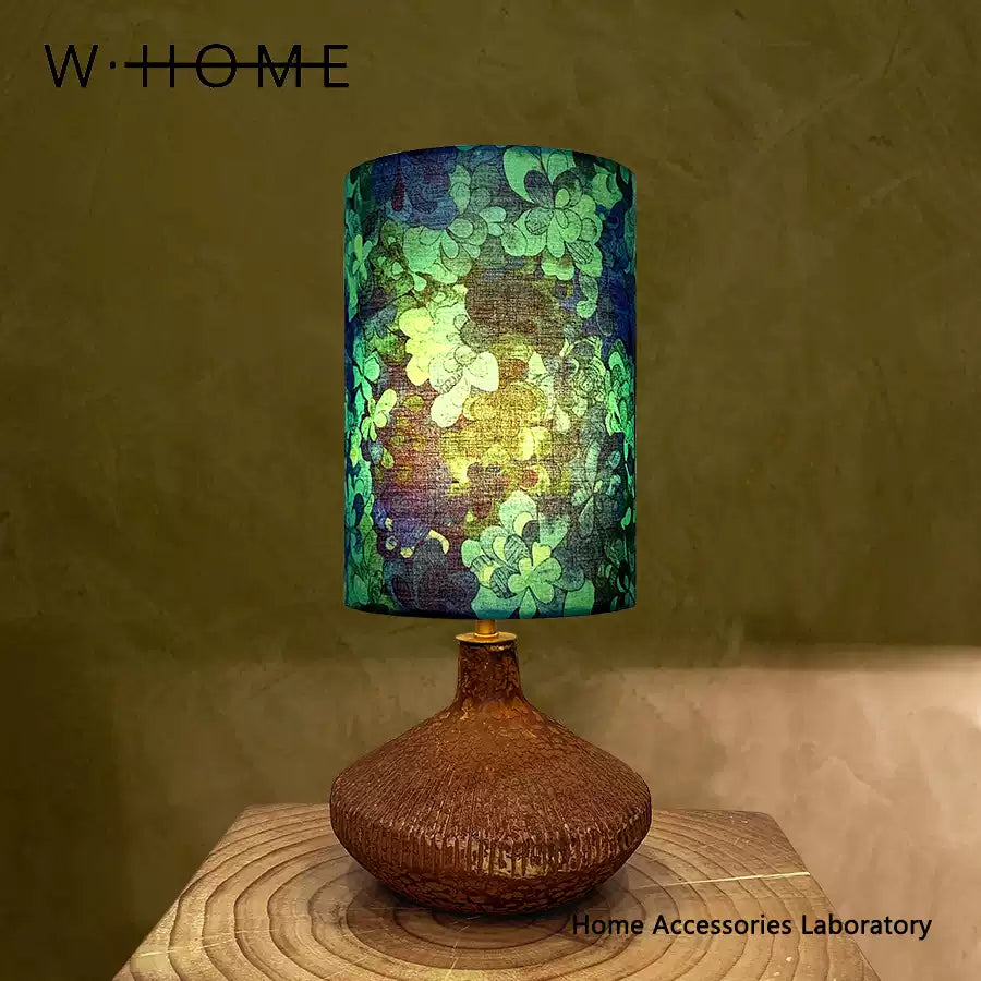Round Base Blue Fabric Table Lamp
