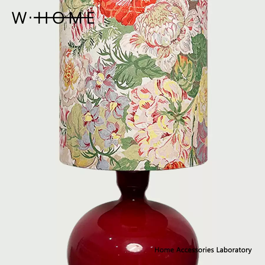 Red Round Ball Fabric Table Lamp