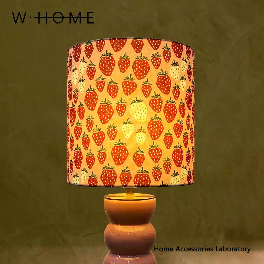 Pink Column Strawberry Fabric Shade Table Lamp