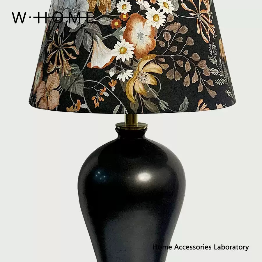 Black Plum Fabric Table Lamp