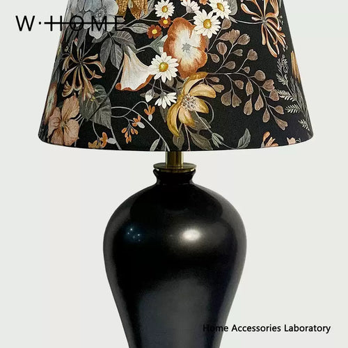 Black Plum Fabric Table Lamp