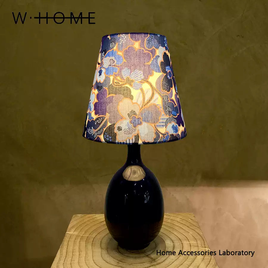 Glaze Blue Fabric Shade Table Lamp