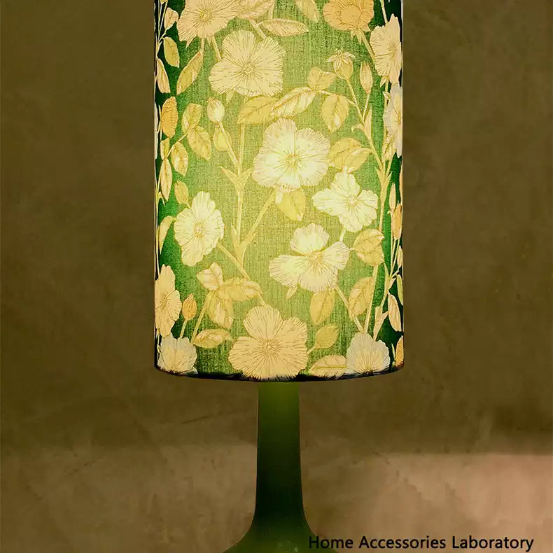 Small Round Green Fabric Table Lamp