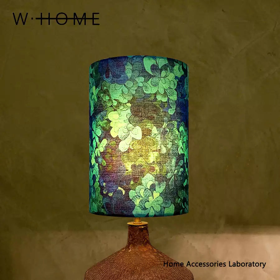 Round Base Blue Fabric Table Lamp