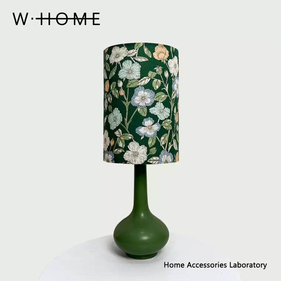 Small Round Green Fabric Table Lamp