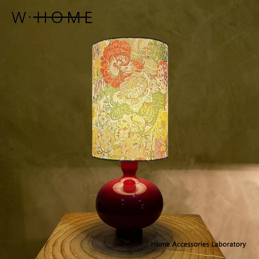 Red Round Ball Fabric Table Lamp